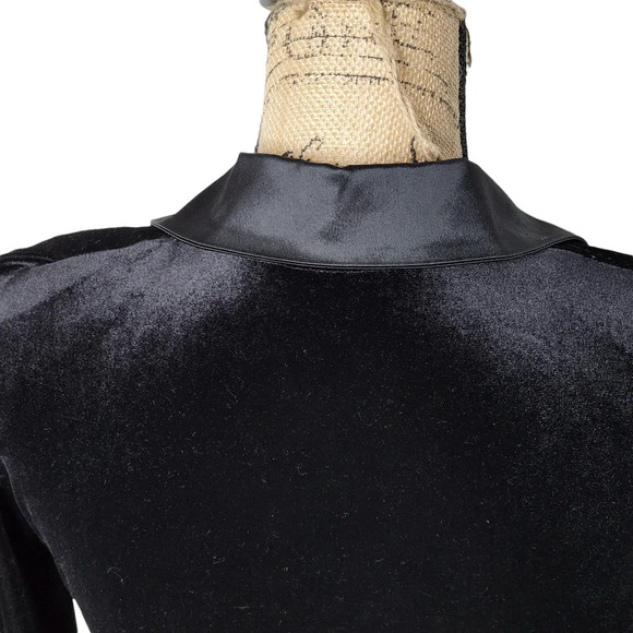 Sagaie France Vintage Womens Designer Satin Velor Tuxedo Body Suit Size 2 Black - Picture 5 of 16